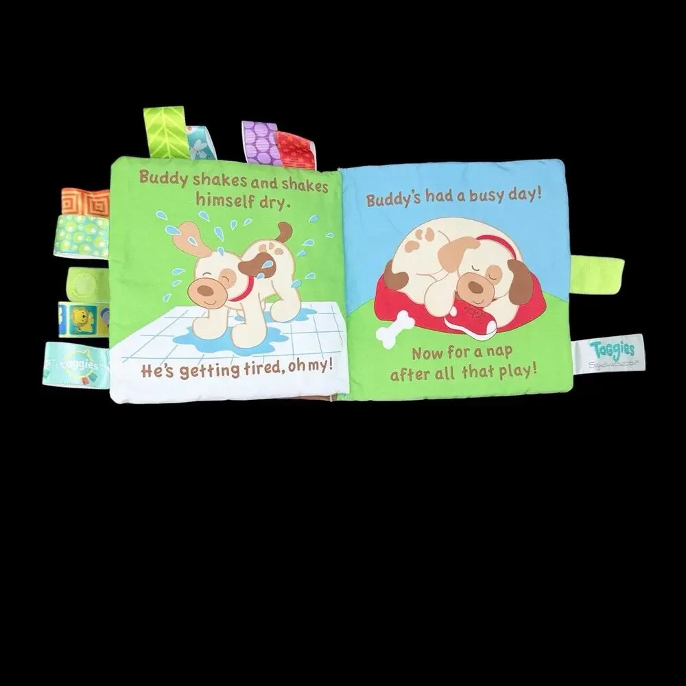 Mary Meyer Taggies Buddy Dogs Busy Day Activity Cloth Book Squeaker Baby Toy